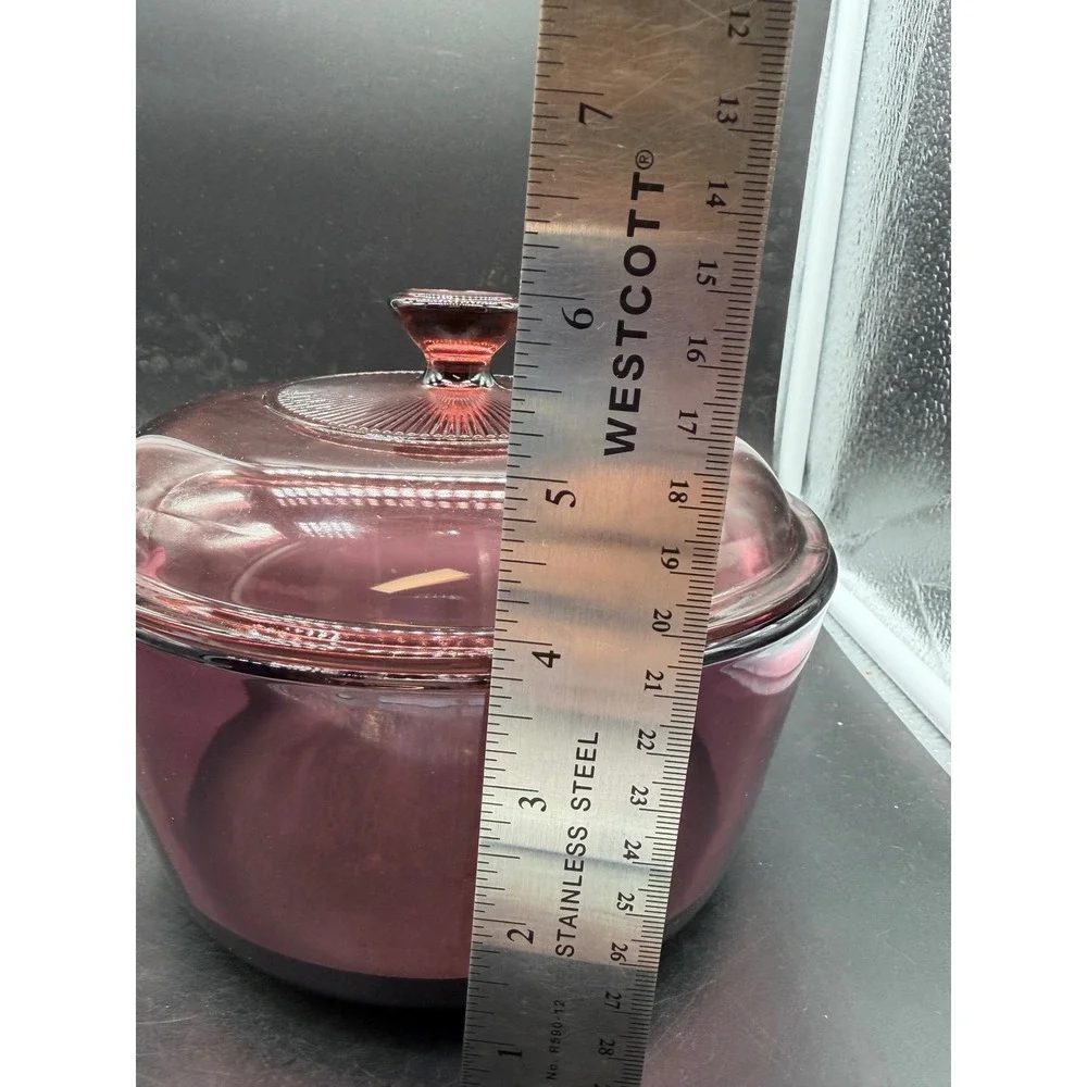 Visions by Corning Cranberry Glass 1.5L Saucepan with Lid V-1.5-B Made in USA